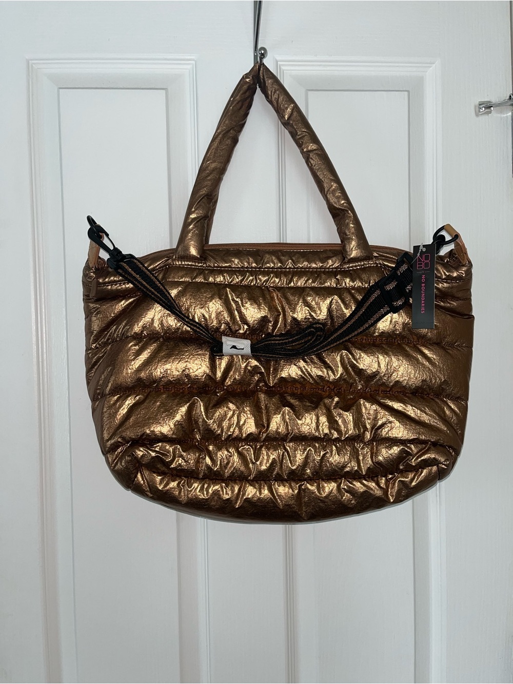 Metallic Bronze Quilted Tote Bag - Women